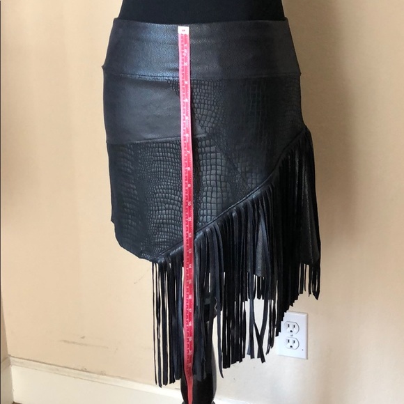 Liberty Garden vegan leather fringe skirt - Picture 9 of 13